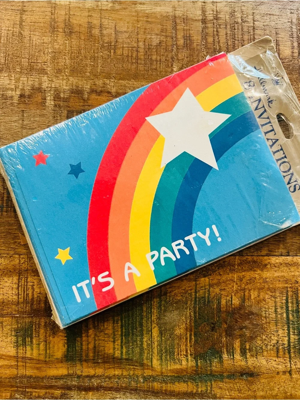 True Vintage 1980s Rainbow Party Invitations Retro Bright Happy New